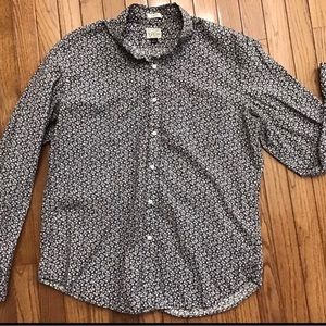 J.CREW Button Down Shirt Black Floral Men’s Large L Stretch